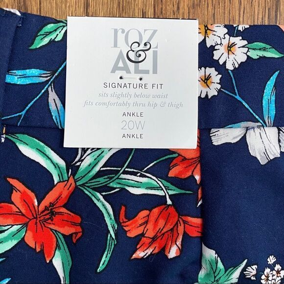 Rod & Ali Signature Fit Blue Floral Print Ankle Pants 16W - Picture 5 of 6